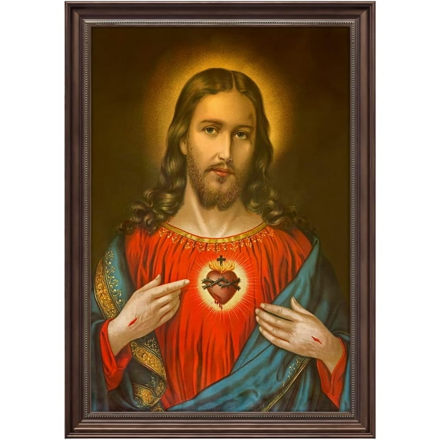 Sacred Heart Of Jesus Christ Framed Wall Art Famous Painting Wall Decor