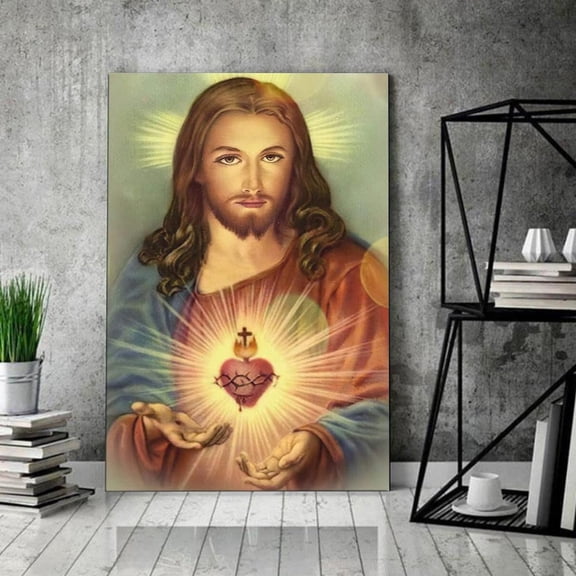 Sacred Heart Of Jesus / Christ Pictures / Jesus Wall Art / Gift For Christian / Jesus Christ Art / Jesus Canvas Poster, Unframed Canvas Size 8x12