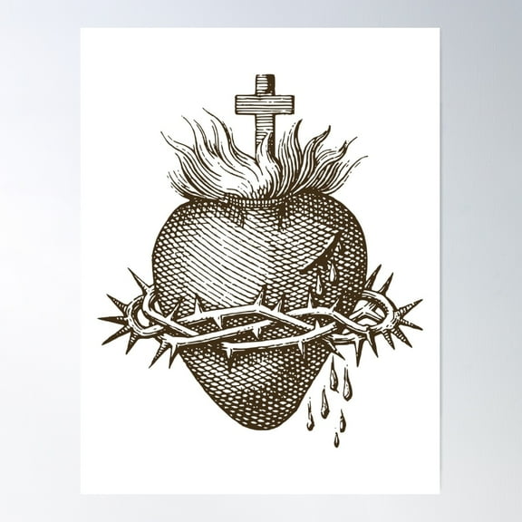 Sacred Heart Of Jesus Poster Wall Art, Modern Wall Decor For Living Room Bedroom, 16x24 UNFRAMED