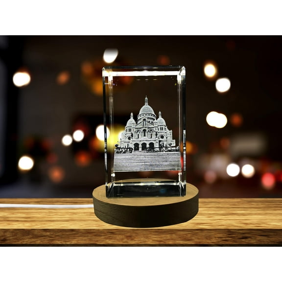 Sacred Heart/Sacré-Coeur 3D Engraved Crystal Keepsake Souvenir