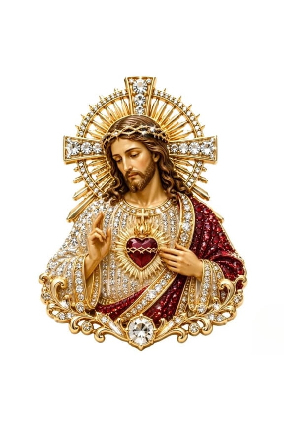 Sacred Heart of Jesus Brooch, Catholic Lapel Pin Inspirational Gift for Women Men, For Home Altar Church Baptism Religious