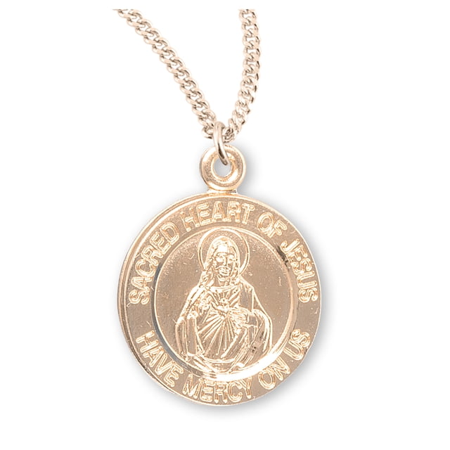 Sacred Heart of Jesus Double Sided Round Gold Over Sterling Silver ...