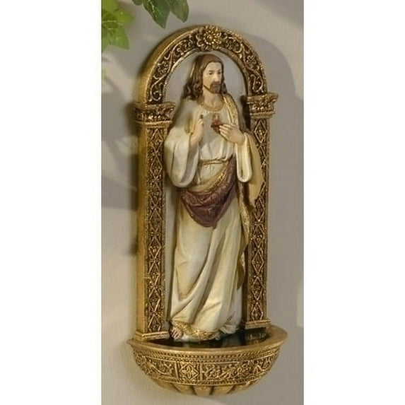 Heavenly Protectors Joseph's Studio by Roman Exclusive Sacred Heart of Jesus Holy Water Font Figurine, 7.5-Inch