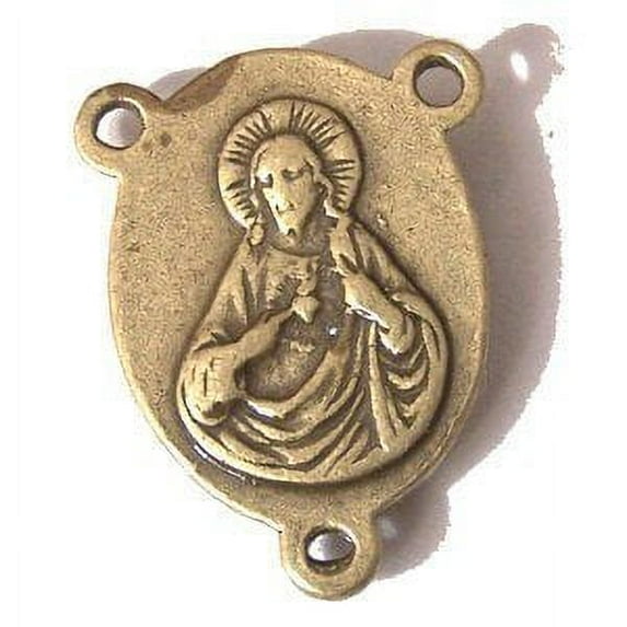 Sacred Heart of Jesus - Mary center piece - Bronze (2.3cm-0.9")