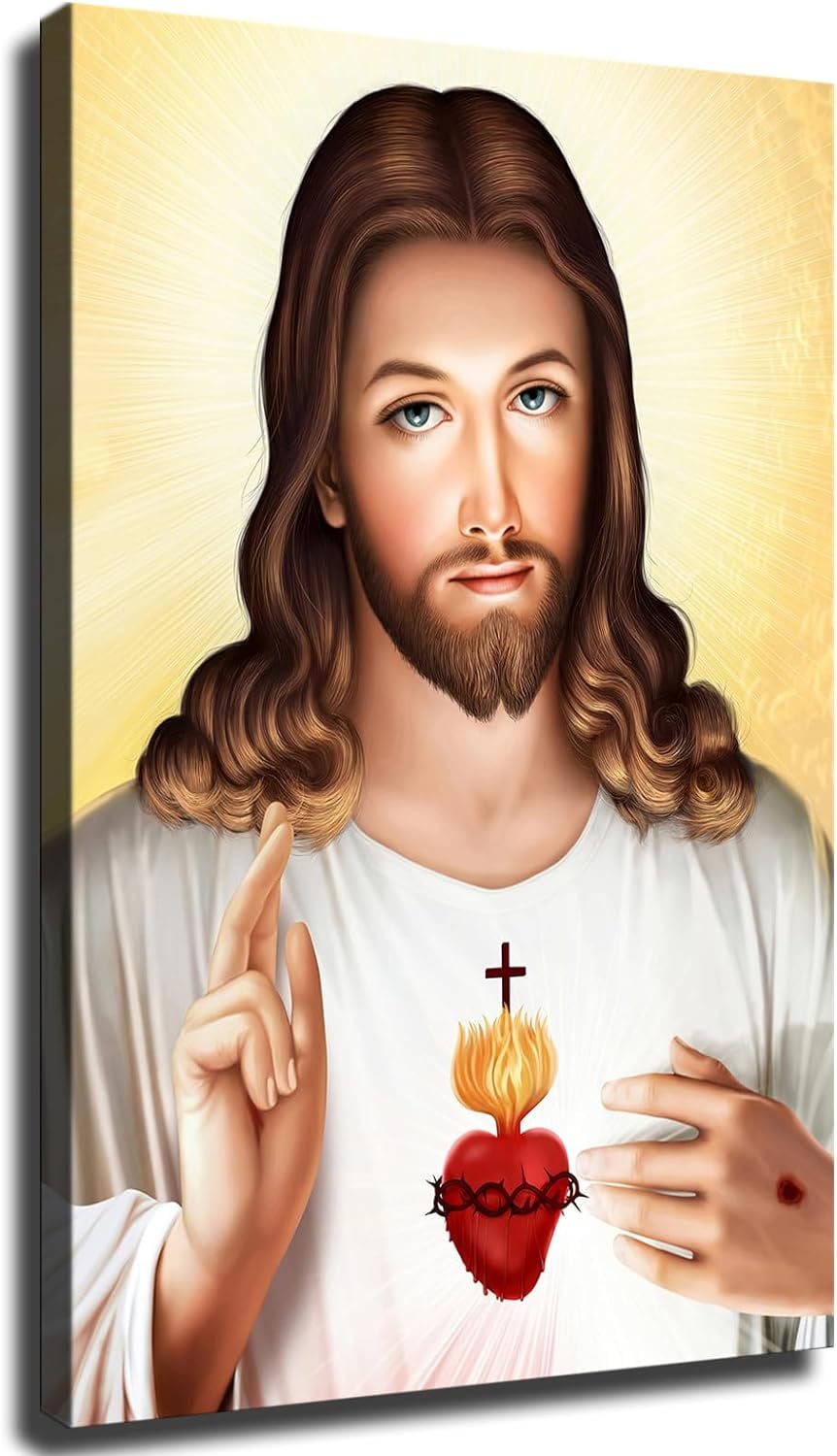 Sacred Heart of Jesus Poster Canvas Print Wall Art Picture Indoor Bedroom Living Room Aesthetic Texture Decorative Gifts