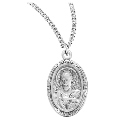 Sacred Heart of Jesus Sterling Silver Scapular Medal Pendant Necklace ...
