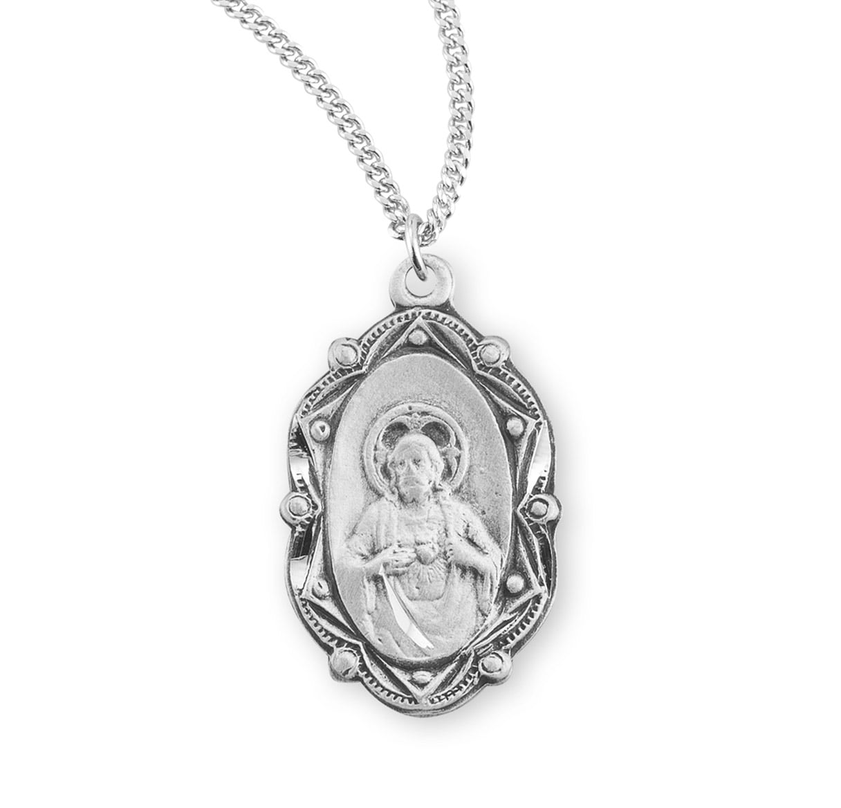 Sacred Heart of Jesus Sterling Silver Scapular Medal Pendant Necklace ...