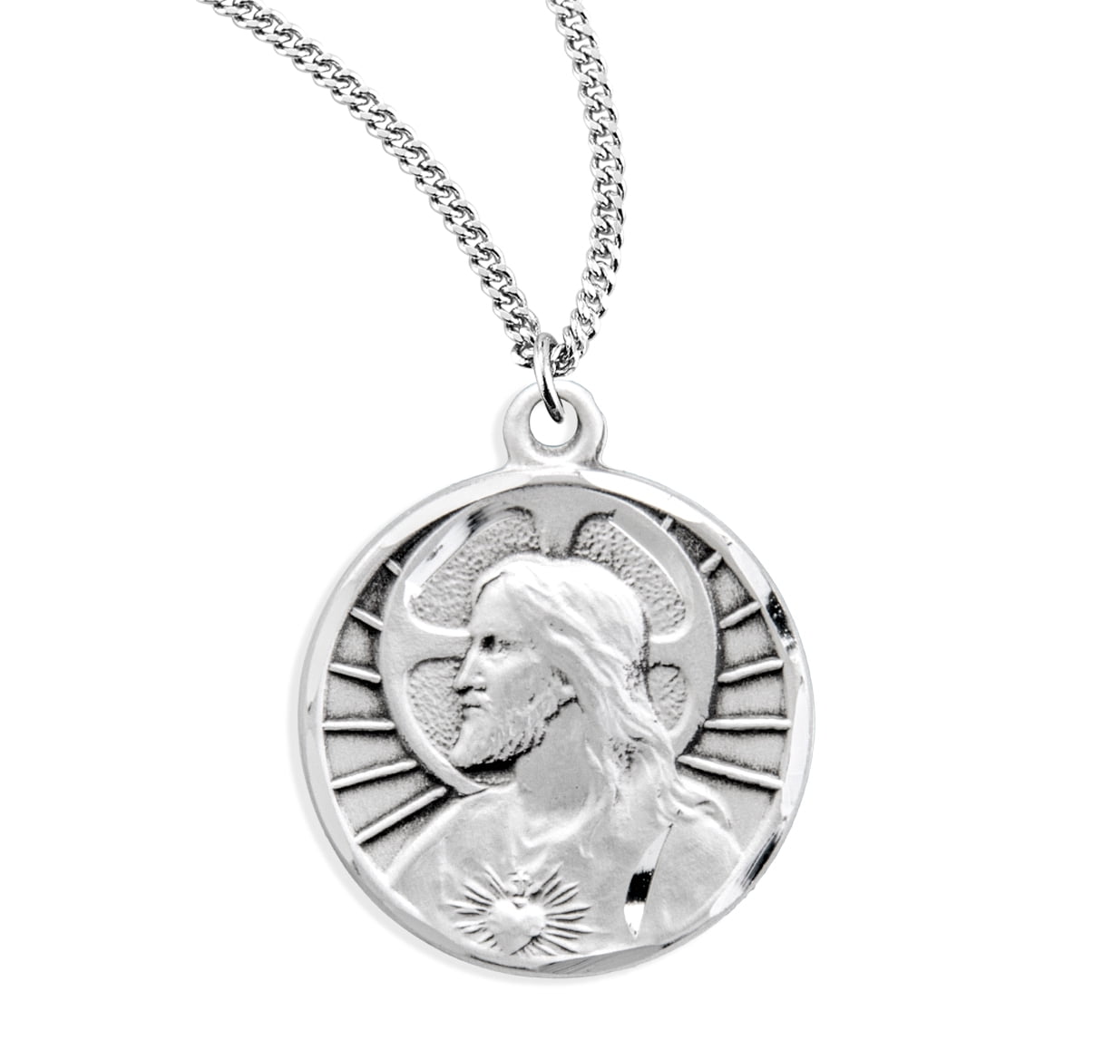 Sacred Heart of Jesus Sterling Silver Scapular Medal Pendant Necklace ...