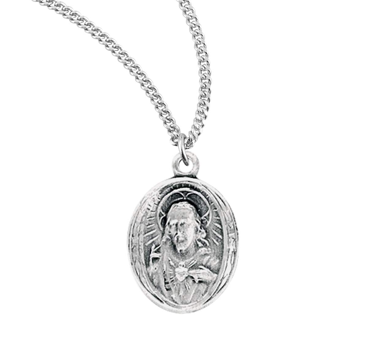 Sacred Heart of Jesus Sterling Silver Scapular Medal Pendant Necklace ...