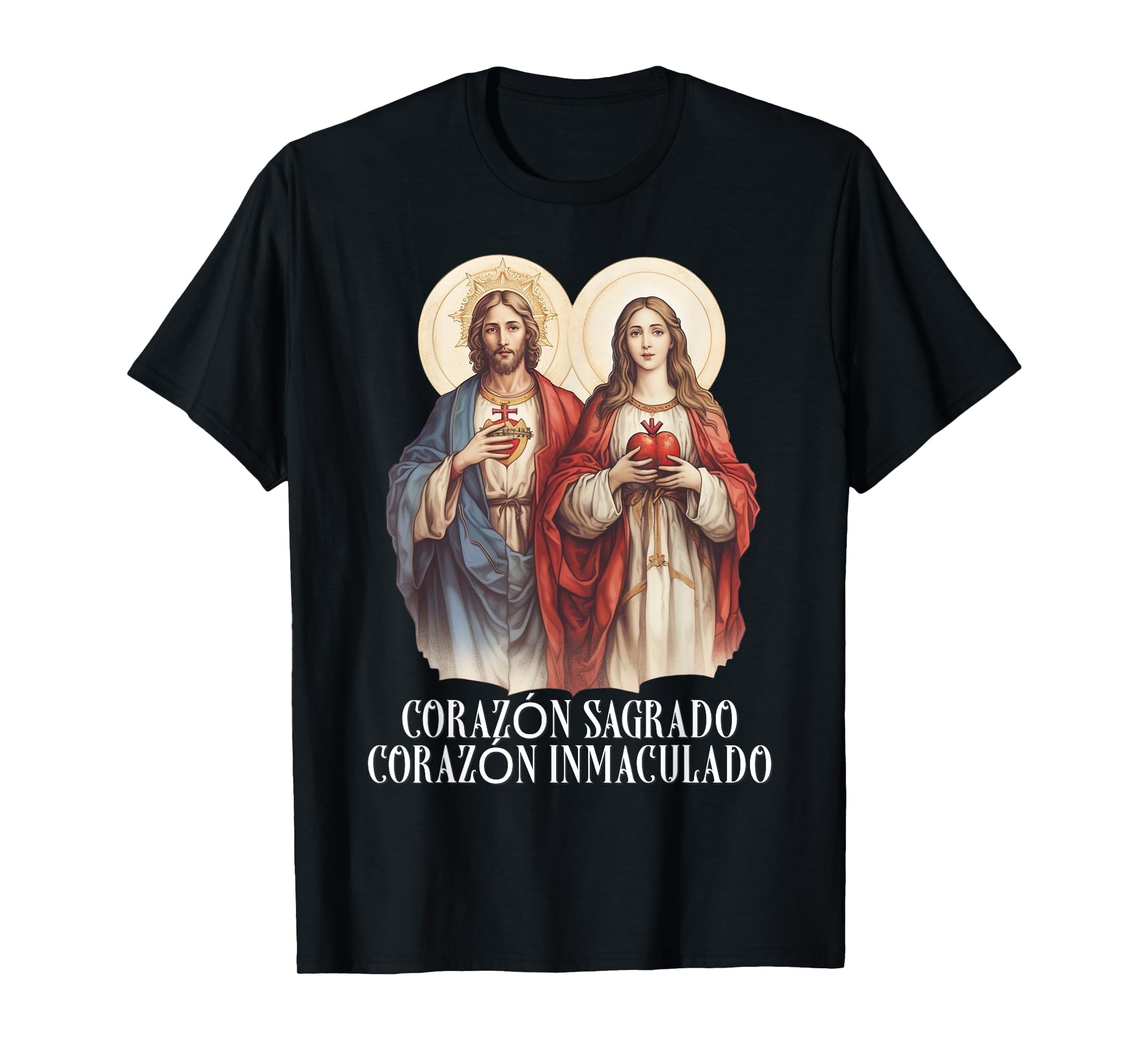 Sacred Heart of Jesus and Immaculate Heart of Mary Catholic TShirtM