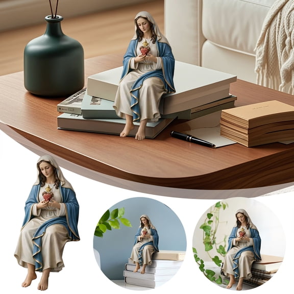 Sacred Heart of Mary Statue Resin Outdoor Statue All Weather Garden Decor Yard Ornament Religious Gift for Home(A)