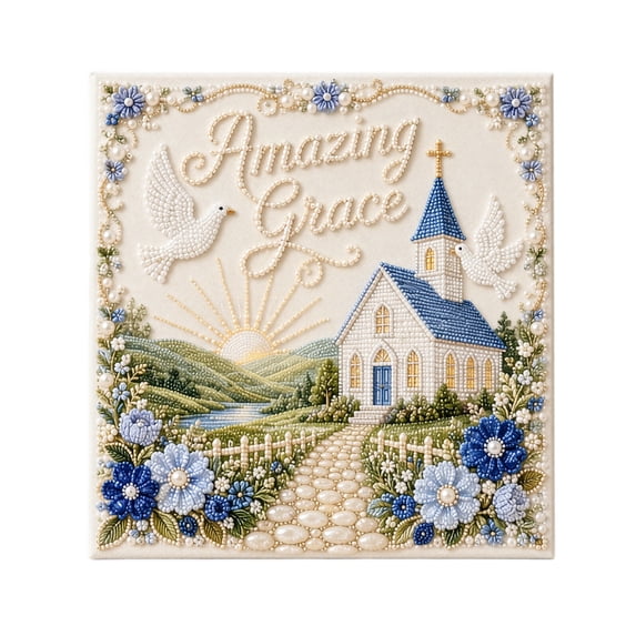 Sacred Hymn Pearl Art Kit, DIY Pearl Diamond Painting Craft Set, Adult Mosaic Decor Gift (Amazing Grace)