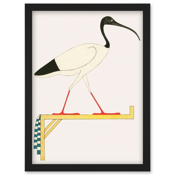 Sacred Ibis Bird on Stand Thoth Egyptian Vintage Illustration Artwork Framed Wall Art Print A4