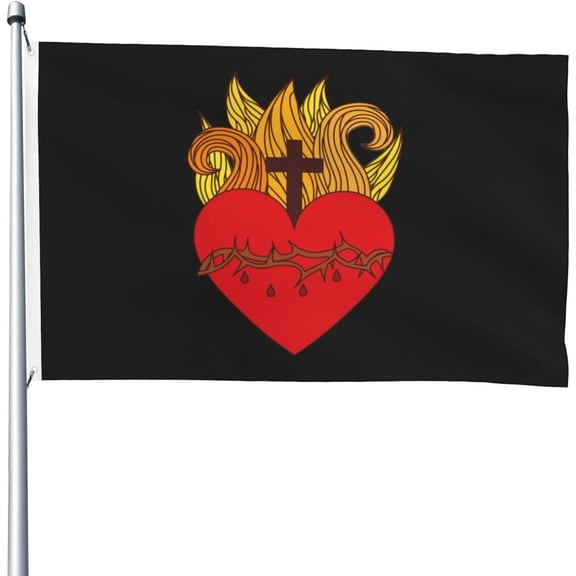 Sacred Jesus Heart Icon Flag 4x6 Ft Outdoor Decoration Banner Yard Flag With Grommets