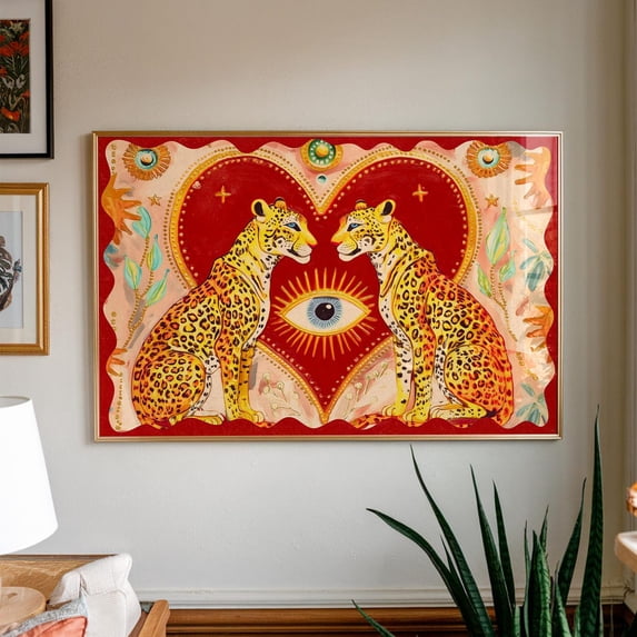 Maxima Bold Sacred Leopard Heart Art: Celestial Maximalist Poster, Vibrant Mystical ...