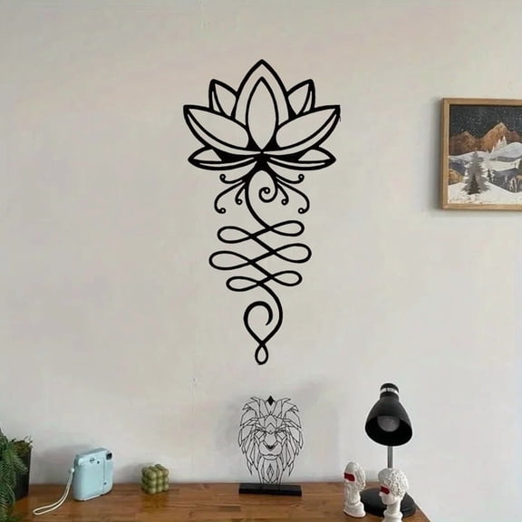 Sacred Lotus & Hands Metal Wall Art -Weather-Resistant Spiritual Decor for Meditation Garden or Yoga Studio with Sanskrit Verse, Suitable for ChristmasThanksgiving, Valentine's Day Gifts