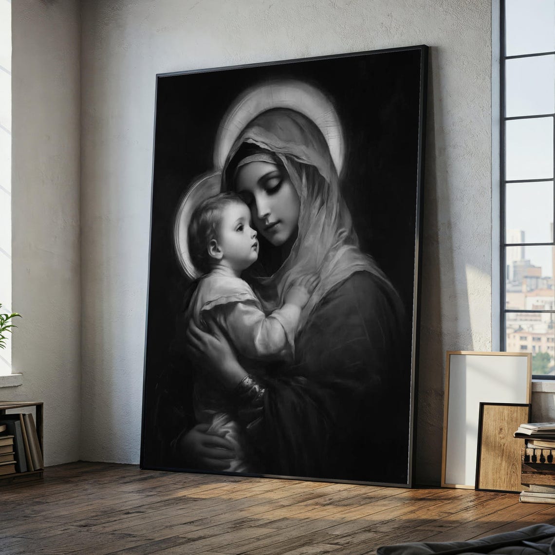 Sacred Madonna And Child Canvas, Religious Wall Art, Virgin Mary ...