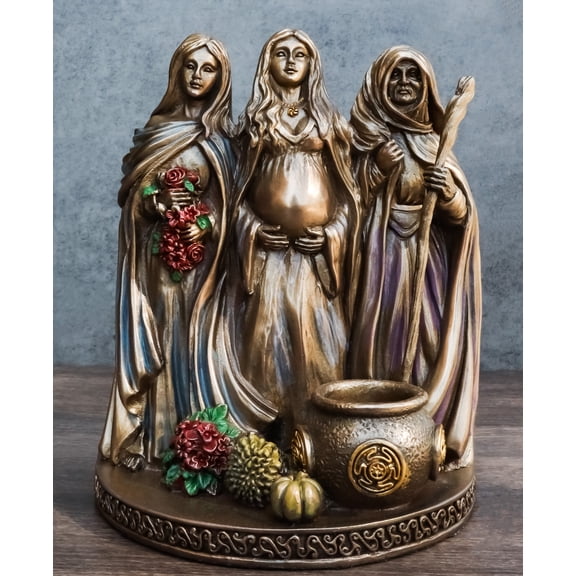 Sacred Phases of The Moon Triple Goddess Mother Maiden Crone Life Cycle Figurine