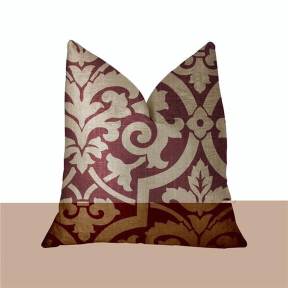 Sacred Shield Red & Beige Luxury Throw Pillow, 20 x 30 in. Queen