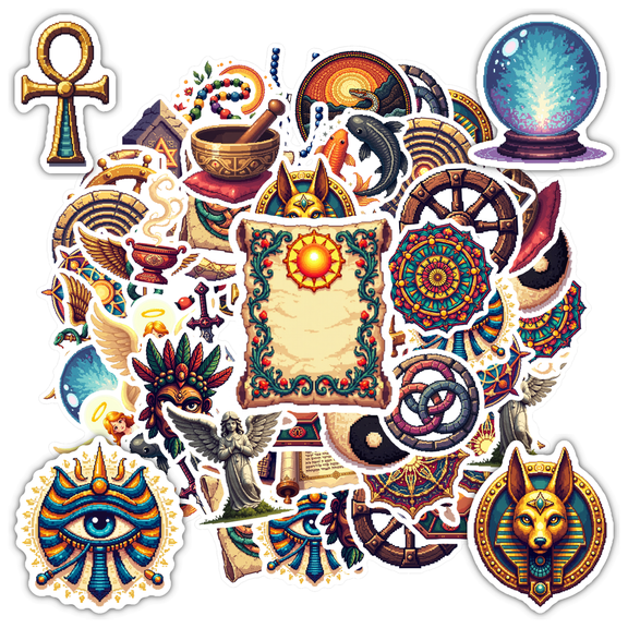 Sacred Stickers Stationery Mystic Stickers Symbols Decals for Suitcase Laptops Phones