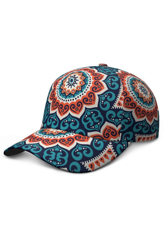 Sacred Symbolic Mandala Baseball Cap – Ethnic Boho Dad Hat with Tribal Vintage Geometric Pattern, Abstract Mystic Artistic Design