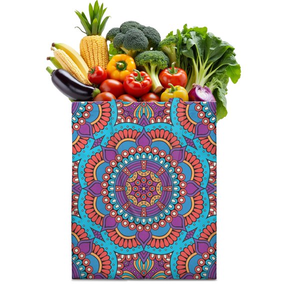 Sacred Symbolic Mandala Canvas Tote – Spiritual Harmony Design, Lightweight and Reusable