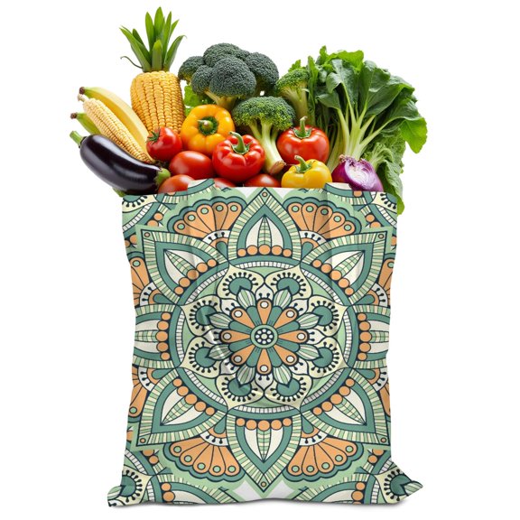 Sacred Symbolic Mandala Canvas Tote – Spiritual Harmony Pattern, Lightweight and Eco-Conscious