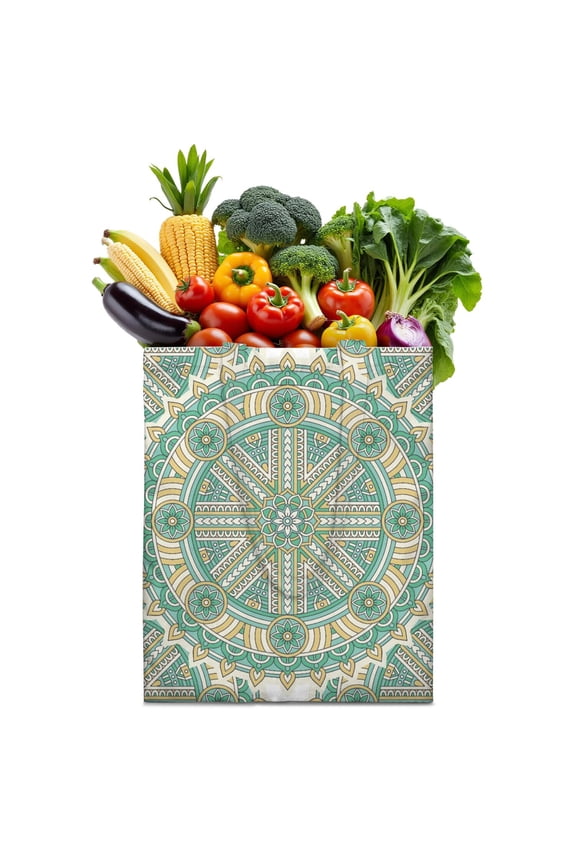 Sacred Symbolic Mandala Reusable Fabric Tote - Large Capacity Eco-Friendly Grocery Bag for Urban Commuters
