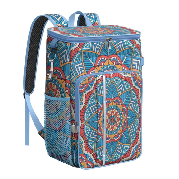 Sacred Symbolic Vintage Mandala Cooler Bag - 20L Leakproof Soft Cooler Backpack for Families & Travelers