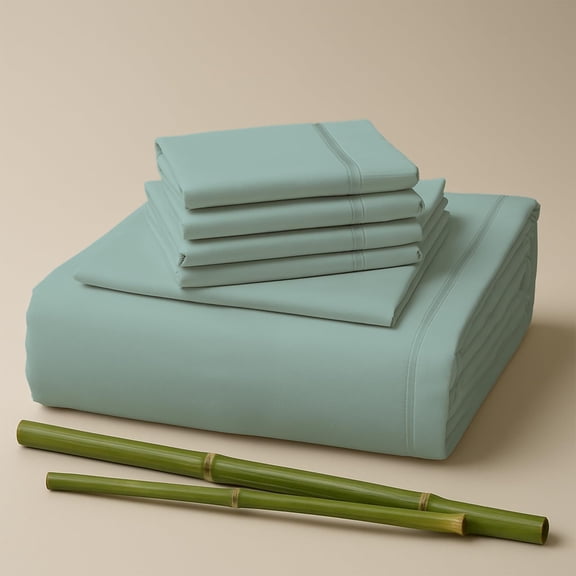 Sacred Thread Rayon Derived from Bamboo Sheets Twin Size, 18'' Deep Pocket Cooling Sheets for Hot Sleepers, 4 PC Cooling Sheets (Twin Size) (Light Teal)