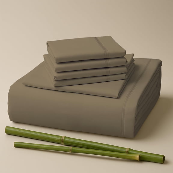 Sacred Thread Rayon Derived from Bamboo Sheets Twin XL Size, 18'' Deep Pocket Cooling Sheets for Hot Sleepers, 4 PC Cooling Sheets (Twin XL Size) (Taupe)