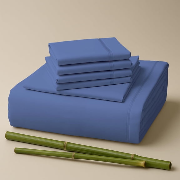 Sacred Thread Rayon Derived from Bamboo Sheets Twin Size, 18'' Deep Pocket Cooling Sheets for Hot Sleepers, 4 PC Cooling Sheets (Twin Size) (Violet Blue)