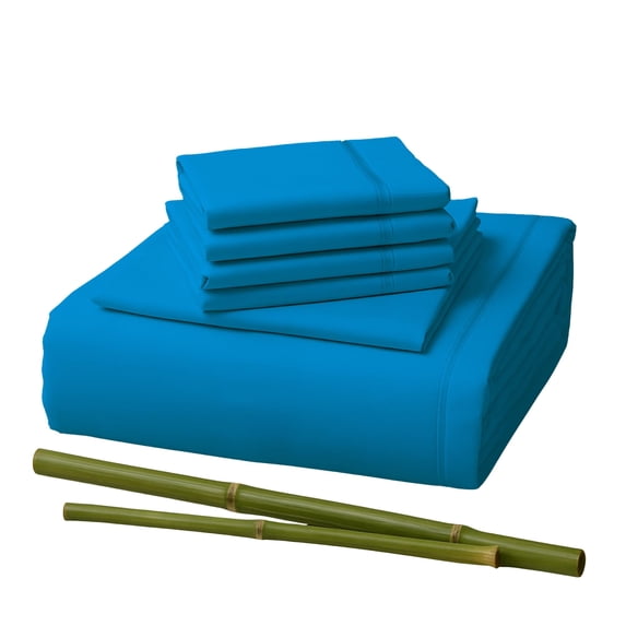 Sacred Thread Rayon Derived from Bamboo Sheets Twin Size, 18'' Deep Pocket Cooling Sheets for Hot Sleepers, 4 PC Cooling Sheets (Twin Size) (Diva Blue)