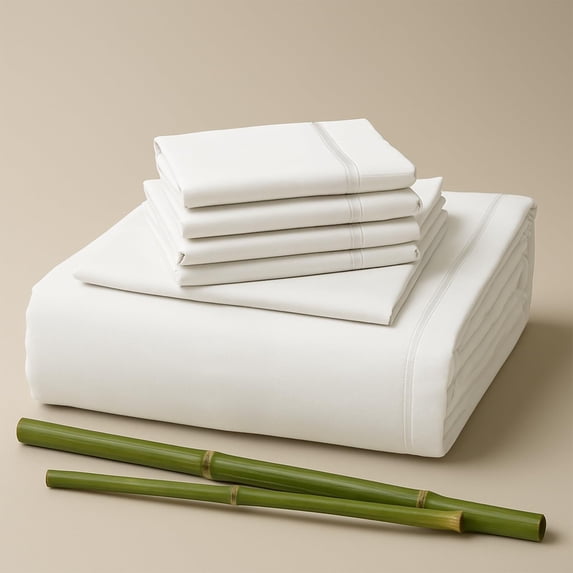 Sacred Thread Rayon Derived from Bamboo Sheets Twin Size, 18'' Deep Pocket Cooling Sheets for Hot Sleepers, 4 PC Cooling Sheets (Twin Size) (White)