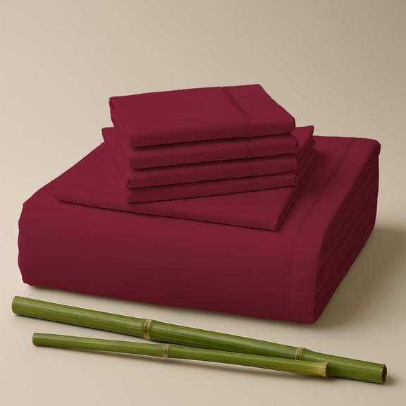 Sacred Thread Rayon Derived from Bamboo Sheets Twin XL Size, 18'' Deep Pocket Cooling Sheets for Hot Sleepers, 4 PC Cooling Sheets (Twin XL Size) (Burgundy)