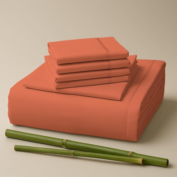 Sacred Thread Rayon Derived from Bamboo Sheets Twin Size, 18'' Deep Pocket Cooling Sheets for Hot Sleepers, 4 PC Cooling Sheets (Twin Size) (Camellia)