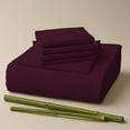 thumbnail image 1 of Sacred Thread Rayon Derived from Bamboo Sheets Twin Size, 18'' Deep Pocket Cooling Sheets for Hot Sleepers, 4 PC Cooling Sheets (Twin Size) (Eggplant), 1 of 9