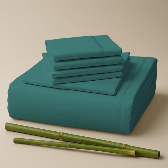Sacred Thread Rayon Derived from Bamboo Sheets Twin Size, 18'' Deep Pocket Cooling Sheets for Hot Sleepers, 4 PC Cooling Sheets (Twin Size) (Teal)