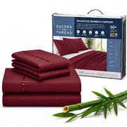 Sacred Thread Rayon Derived from Bamboo Sheets Twin Size, 18'' Deep Pocket Cooling Sheets for Hot Sleepers, 4 PC Cooling Sheets (Twin Size) (Burgundy)