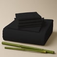 thumbnail image 1 of Sacred Thread Rayon Derived from Bamboo Sheets King Size, 18'' Deep Pocket Cooling Sheets for Hot Sleepers, 6 PC Cooling Sheets (King Size) (Black), 1 of 9