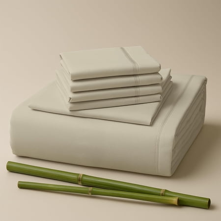 Sacred Thread Rayon Derived from Bamboo Sheets King Size, 18'' Deep Pocket Cooling Sheets for Hot Sleepers, 6 PC Cooling Sheets (King Size) (Cream)