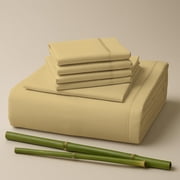 Sacred Thread Rayon Derived from Bamboo Sheets Queen Size, 18'' Deep Pocket Cooling Sheets for Hot Sleepers, 6 PC Cooling Sheets (Queen Size) (Butter)
