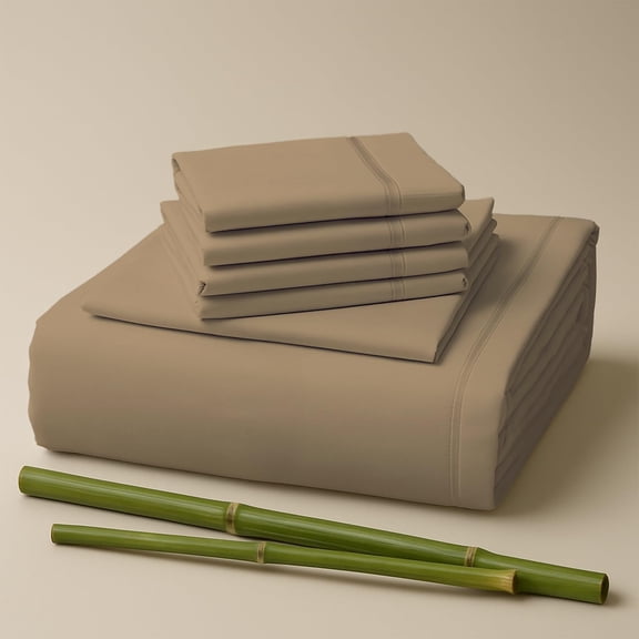 Sacred Thread Rayon Derived from Bamboo Sheets Full Size, 18'' Deep Pocket Cooling Sheets for Hot Sleepers, 6 PC Cooling Sheets (Full Size) (Sand Dunes)