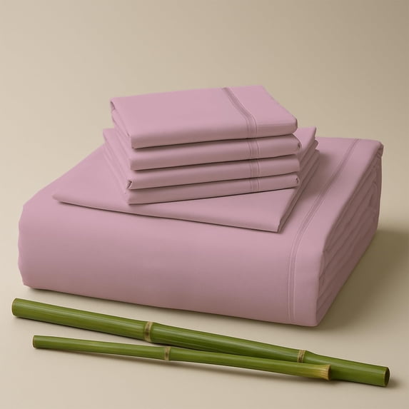 Sacred Thread Rayon Derived from Bamboo Sheets King Size, 18'' Deep Pocket Cooling Sheets for Hot Sleepers, 6 PC Cooling Sheets (King Size) (Pink)