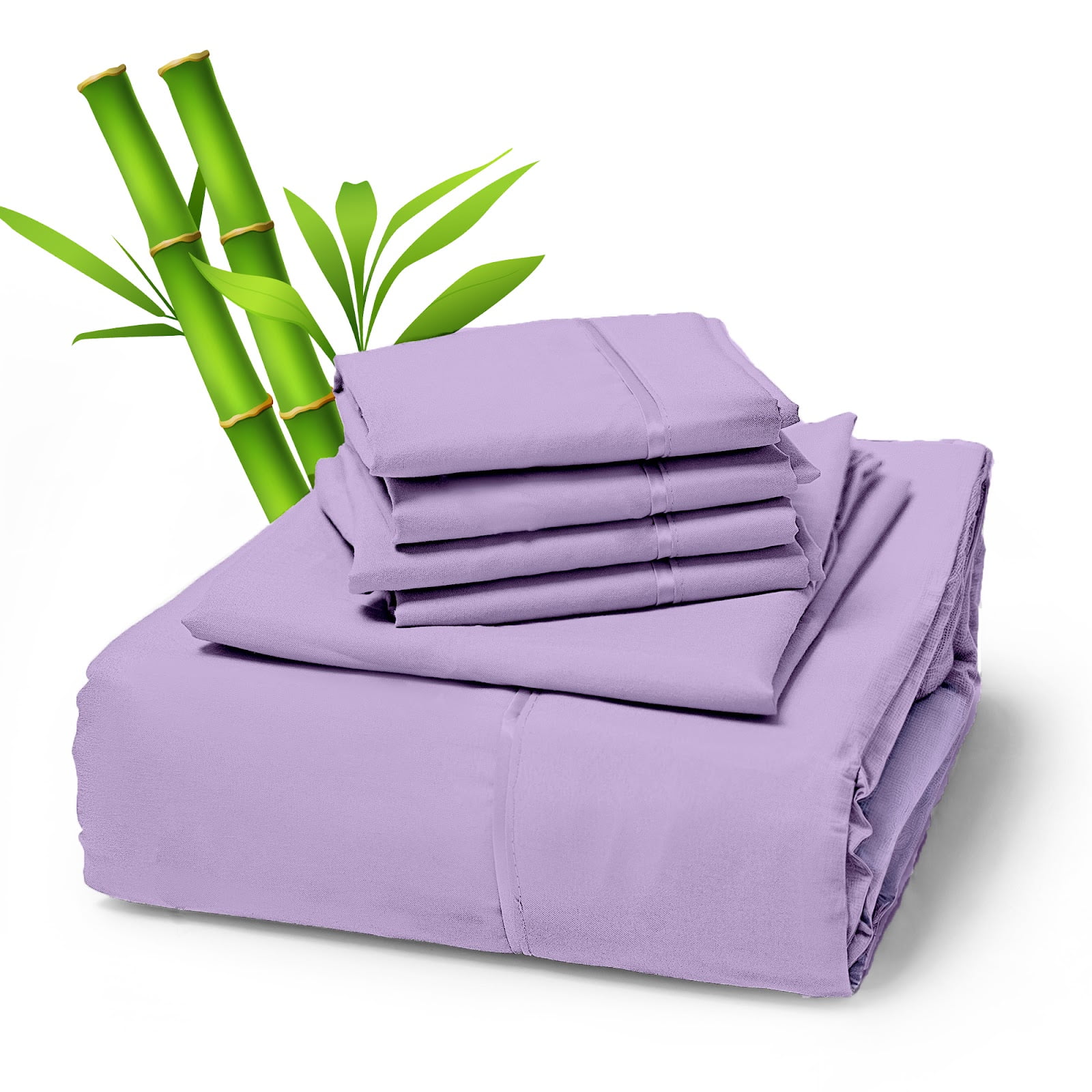 Queen Periwinkle Bamboo and Polyester Deep Pocket Sheet Set