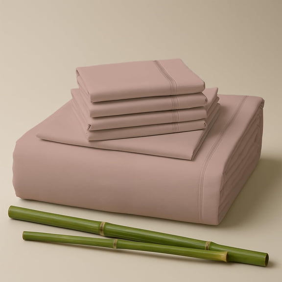 Sacred Thread Rayon Derived from Bamboo Sheets Queen Size, 18'' Deep Pocket Cooling Sheets for Hot Sleepers, 6 PC Cooling Sheets (Queen Size) (Peark Pink)
