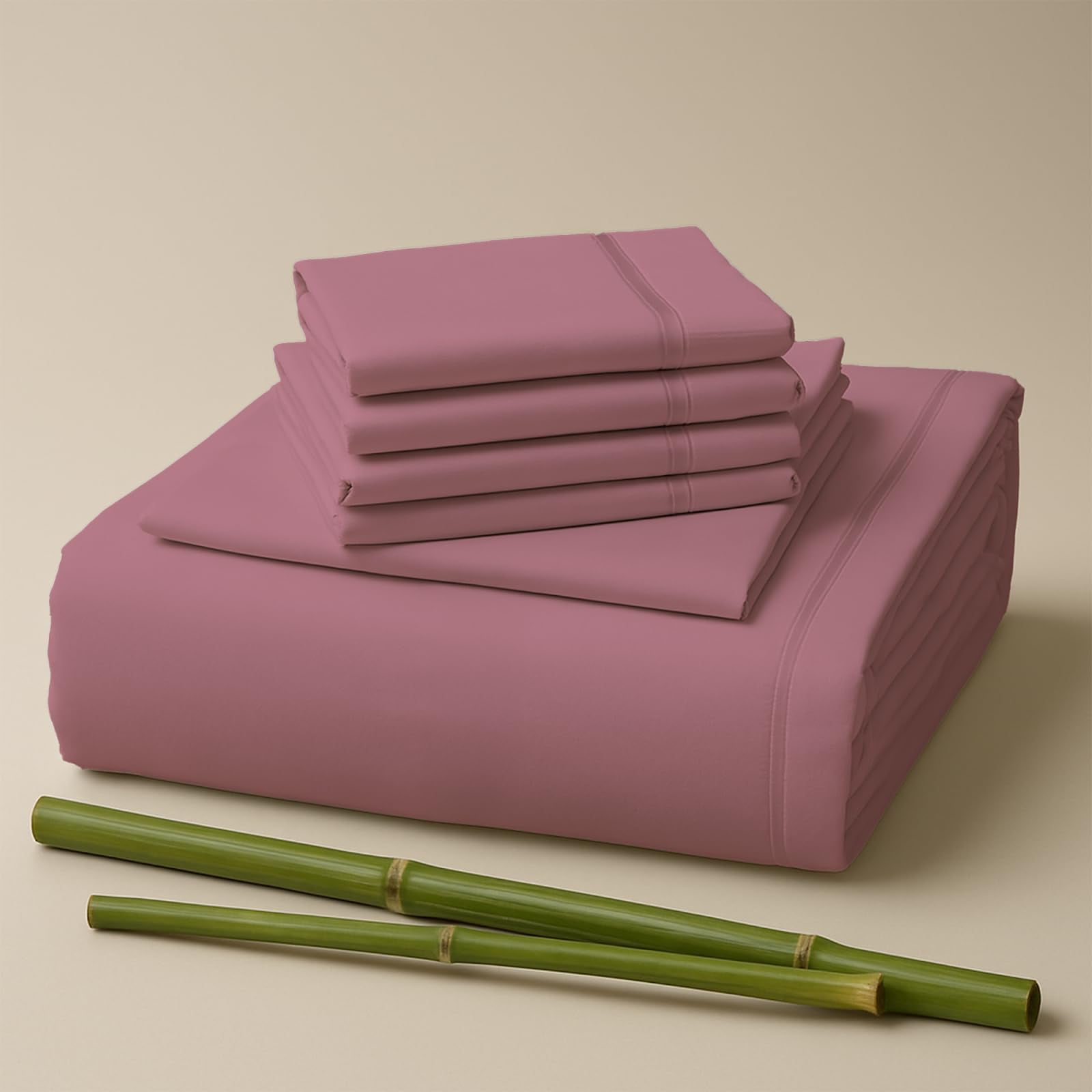 Sacred Thread 6 PC Bamboo Sheet Set - Silky Soft w/ Deep Pockets - Wrinkle Free, Cooling & Durable