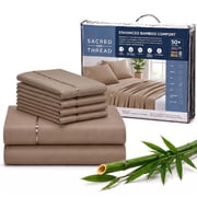 Sacred Thread Rayon Derived from Bamboo Sheets ,6-Piece Set, 1 Flat Sheet, 1 Fitted Sheet, 4 Pillowcases