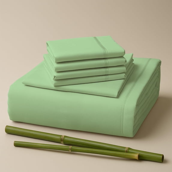 Sacred Thread Rayon Derived from Bamboo Sheets California King Size, 18'' Deep Pocket Cooling Sheets for Hot Sleepers, 6 PC Cooling Sheets (California King Size) (Mint)