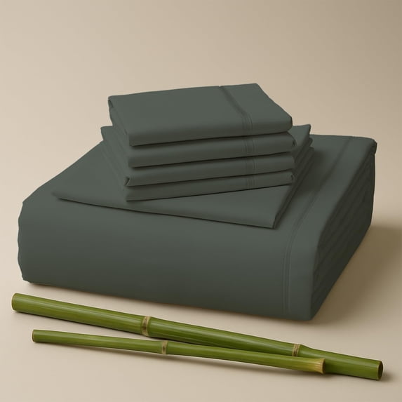 Sacred Thread Rayon Derived from Bamboo Sheets Split King Size, 18'' Deep Pocket Cooling Sheets for Hot Sleepers, 7 PC Cooling Sheets (Split King Size) (Forrest Green)